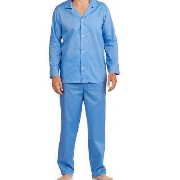 Fruit Of The Loom Pajama Pants Set Mens 5XL Long Sleeve Blue LOT OF 2 Pairs NEW - Picture 1 of 15